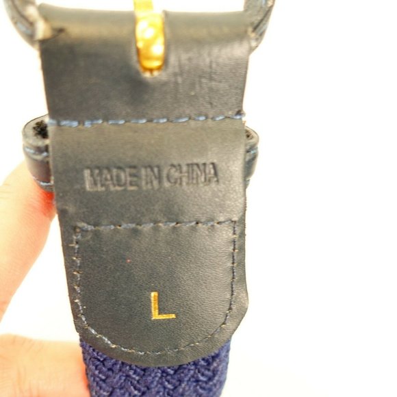 Belt Men's Leather Blue Braided‎ Cloth Fabric LARGE Formal Party D-Ring Buckle - Picture 11 of 11